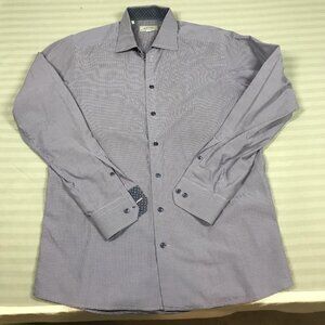 Eton Dress Shirt Mens 16.5 42 Blue White Gingham Check Contemporary Cotton